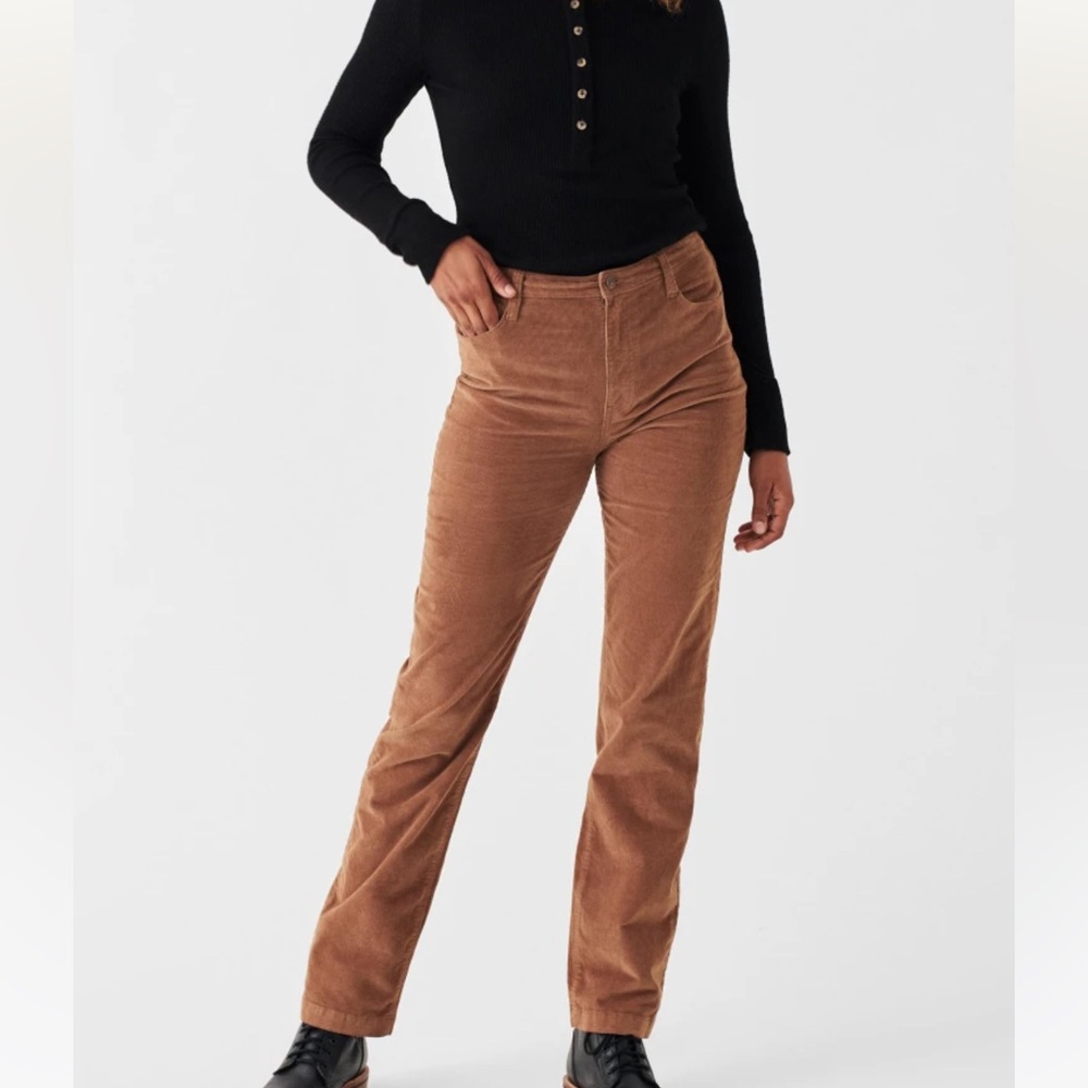 Faherty Stretch Cord Julianne Pants Size‎ 28 NWT Cord Brown Straight Leg